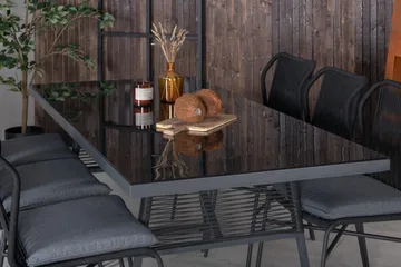 Dallas Matgrupp Utomhus 193cm + 6 Julian Matstolar - Svart - Utemöbler & utemiljö - Utegrupp - Matgrupp utomhus