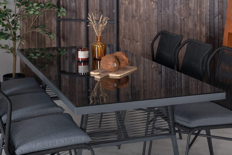 Dallas Matgrupp Utomhus 193cm + 6 Julian Matstolar - Svart - Utemöbler & utemiljö - Utegrupp - Matgrupp utomhus