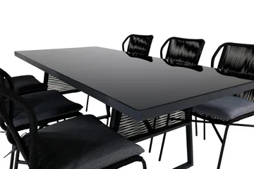 Dallas Matgrupp Utomhus 193cm + 6 Julian Matstolar - Svart - Utemöbler & utemiljö - Utegrupp - Matgrupp utomhus