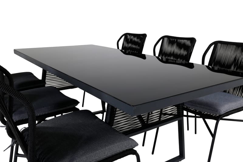 Dallas Matgrupp Utomhus 193cm + 6 Julian Matstolar - Svart - Utemöbler & utemiljö - Utegrupp - Matgrupp utomhus