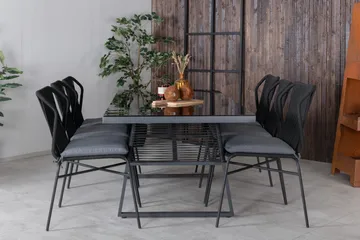 Dallas Matgrupp Utomhus 193cm + 6 Julian Matstolar - Svart - Utemöbler & utemiljö - Utegrupp - Matgrupp utomhus