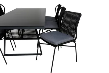 Dallas Matgrupp Utomhus 193cm + 6 Julian Matstolar - Svart - Utemöbler & utemiljö - Utegrupp - Matgrupp utomhus