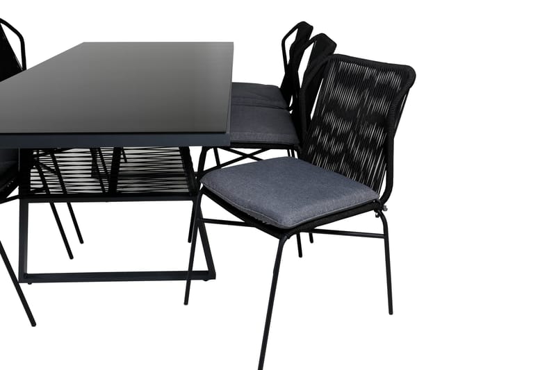 Dallas Matgrupp Utomhus 193cm + 6 Julian Matstolar - Svart - Utemöbler & utemiljö - Utegrupp - Matgrupp utomhus