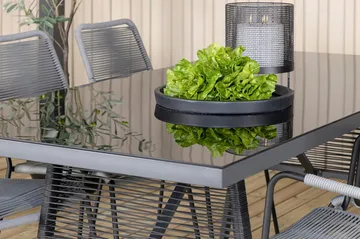 Dallas Matgrupp Utomhus 193cm + 6 Lindos Karmstolar - Svart/Grå - Utemöbler & utemiljö - Utegrupp - Matgrupp utomhus