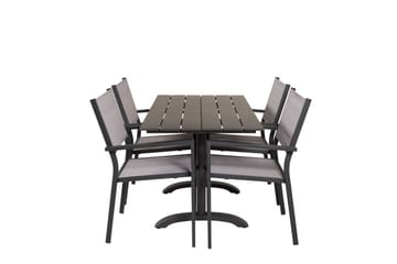 Matgrupp Utomhus Denver 120 cm + 4 Copacabana Karmstolar Utomhus Svart/Grå - Venture Home - Utemöbler & utemiljö - Utegrupp - Cafegrupp & cafeset