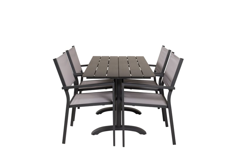 Matgrupp Utomhus Denver 120 cm + 4 Copacabana Karmstolar Utomhus Svart/Grå - Venture Home - Utemöbler & utemiljö - Utegrupp - Cafegrupp & cafeset