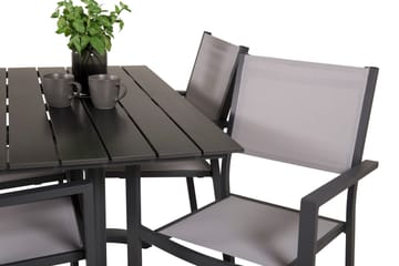 Matgrupp Utomhus Denver 120 cm + 4 Copacabana Karmstolar Utomhus Svart/Grå - Venture Home - Utemöbler & utemiljö - Utegrupp - Cafegrupp & cafeset