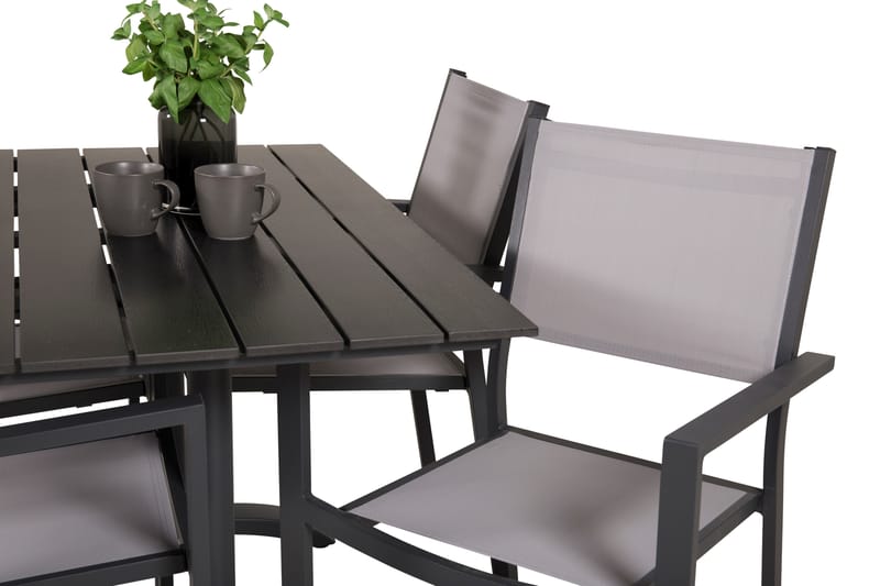 Matgrupp Utomhus Denver 120 cm + 4 Copacabana Karmstolar Utomhus Svart/Grå - Venture Home - Utemöbler & utemiljö - Utegrupp - Cafegrupp & cafeset