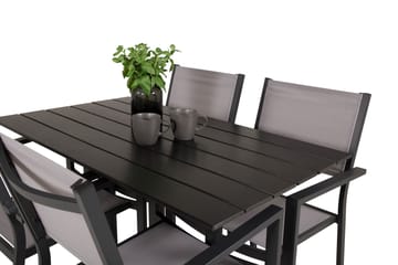 Matgrupp Utomhus Denver 120 cm + 4 Copacabana Karmstolar Utomhus Svart/Grå - Venture Home - Utemöbler & utemiljö - Utegrupp - Cafegrupp & cafeset