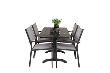 Matgrupp Utomhus Denver 120 cm + 4 Copacabana Karmstolar Utomhus Svart/Grå - Venture Home - Utemöbler & utemiljö - Utegrupp - Cafegrupp & cafeset
