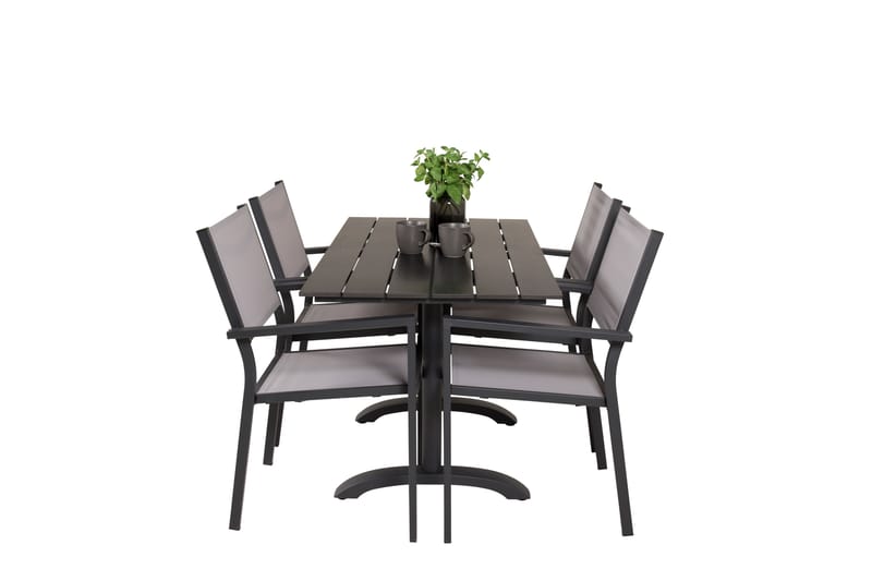 Matgrupp Utomhus Denver 120 cm + 4 Copacabana Karmstolar Utomhus Svart/Grå - Venture Home - Utemöbler & utemiljö - Utegrupp - Cafegrupp & cafeset