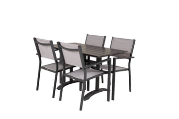 Matgrupp Utomhus Denver 120 cm + 4 Copacabana Karmstolar Utomhus Svart/Grå - Venture Home - Utemöbler & utemiljö - Utegrupp - Cafegrupp & cafeset