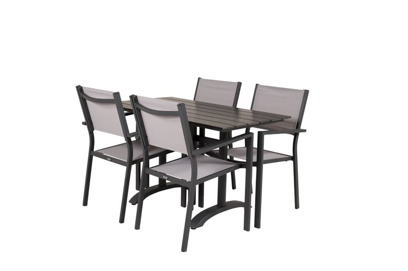 Matgrupp Utomhus Denver 120 cm + 4 Copacabana Karmstolar Utomhus Svart/Grå - Venture Home - Utemöbler & utemiljö - Utegrupp - Cafegrupp & cafeset