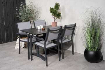 Matgrupp Utomhus Denver 120 cm + 4 Copacabana Karmstolar Utomhus Svart/Grå - Venture Home - Utemöbler & utemiljö - Utegrupp - Cafegrupp & cafeset