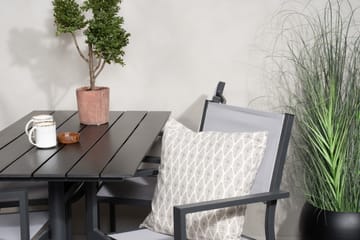 Matgrupp Utomhus Denver 120 cm + 4 Copacabana Karmstolar Utomhus Svart/Grå - Venture Home - Utemöbler & utemiljö - Utegrupp - Cafegrupp & cafeset