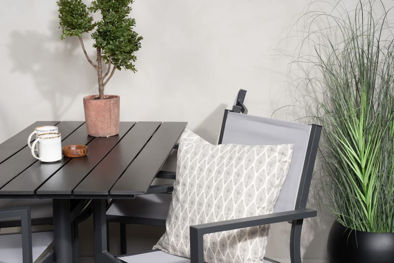 Matgrupp Utomhus Denver 120 cm + 4 Copacabana Karmstolar Utomhus Svart/Grå - Venture Home - Utemöbler & utemiljö - Utegrupp - Cafegrupp & cafeset
