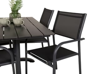 Matgrupp Utomhus Denver 120 cm + 4 Santorini Karmstolar Utomhus Svart - Venture Home - Utemöbler & utemiljö - Utegrupp - Cafegrupp & cafeset