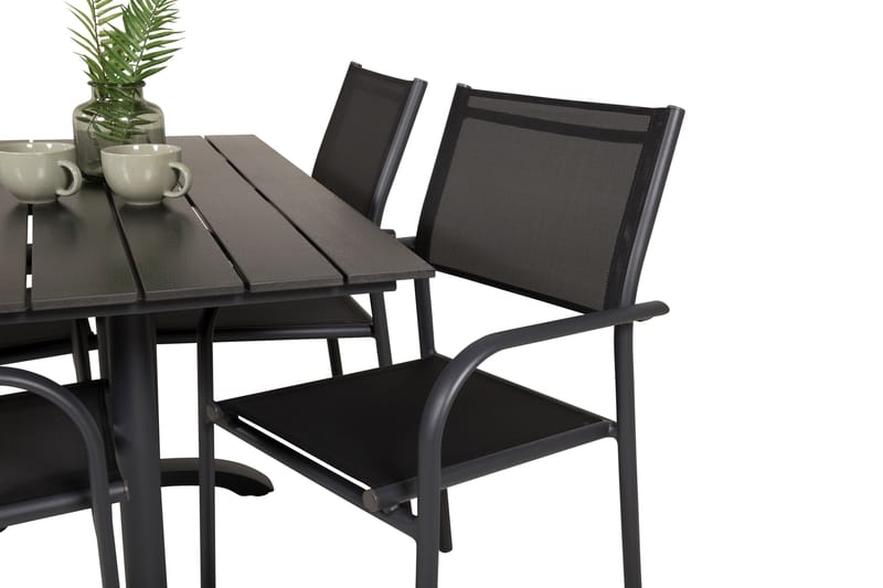 Matgrupp Utomhus Denver 120 cm + 4 Santorini Karmstolar Utomhus Svart - Venture Home - Utemöbler & utemiljö - Utegrupp - Cafegrupp & cafeset