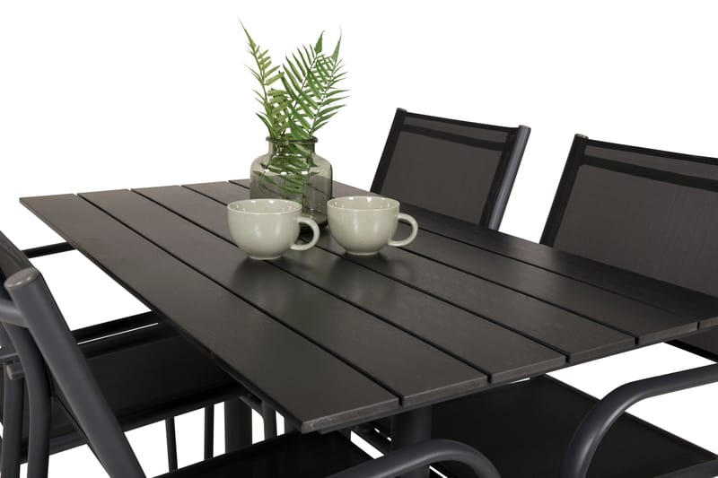Matgrupp Utomhus Denver 120 cm + 4 Santorini Karmstolar Utomhus Svart - Venture Home - Utemöbler & utemiljö - Utegrupp - Cafegrupp & cafeset