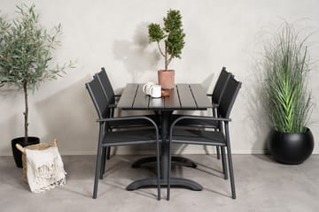 Matgrupp Utomhus Denver 120 cm + 4 Santorini Karmstolar Utomhus Svart - Venture Home - Utemöbler & utemiljö - Utegrupp - Cafegrupp & cafeset