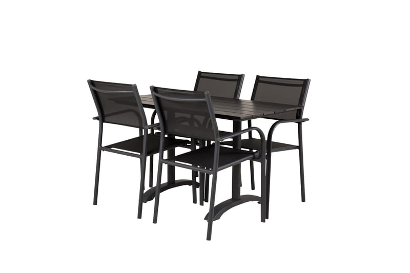 Matgrupp Utomhus Denver 120 cm + 4 Santorini Karmstolar Utomhus Svart - Venture Home - Utemöbler & utemiljö - Utegrupp - Cafegrupp & cafeset