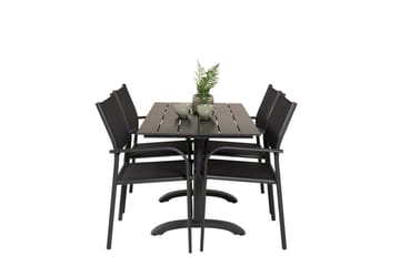 Matgrupp Utomhus Denver 120 cm + 4 Santorini Karmstolar Utomhus Svart - Venture Home - Utemöbler & utemiljö - Utegrupp - Cafegrupp & cafeset