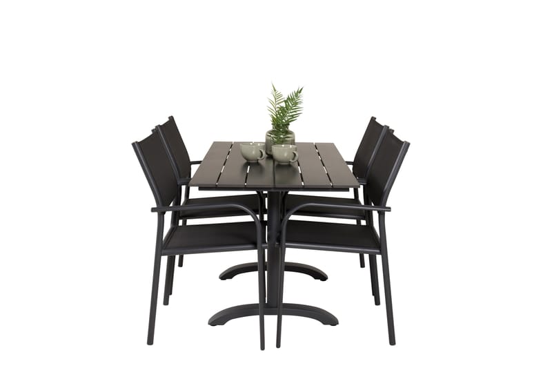 Matgrupp Utomhus Denver 120 cm + 4 Santorini Karmstolar Utomhus Svart - Venture Home - Utemöbler & utemiljö - Utegrupp - Cafegrupp & cafeset