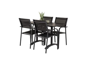 Matgrupp Utomhus Denver 120 cm + 4 Santorini Karmstolar Utomhus Svart - Venture Home - Utemöbler & utemiljö - Utegrupp - Cafegrupp & cafeset