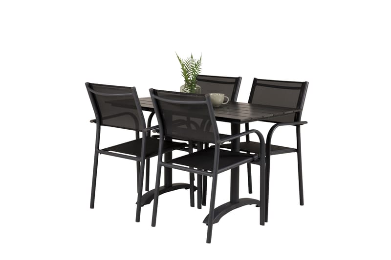 Matgrupp Utomhus Denver 120 cm + 4 Santorini Karmstolar Utomhus Svart - Venture Home - Utemöbler & utemiljö - Utegrupp - Cafegrupp & cafeset