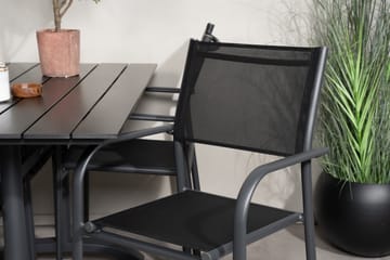 Matgrupp Utomhus Denver 120 cm + 4 Santorini Karmstolar Utomhus Svart - Venture Home - Utemöbler & utemiljö - Utegrupp - Cafegrupp & cafeset