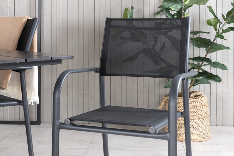 Matgrupp Utomhus Denver 120 cm + 4 Santorini Karmstolar Utomhus Svart - Venture Home - Utemöbler & utemiljö - Utegrupp - Cafegrupp & cafeset