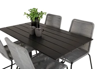 Denver Matgrupp 120 cm + 4 Lindos Matstolar Svart - Svart - Utemöbler & utemiljö - Utegrupp - Matgrupp utomhus