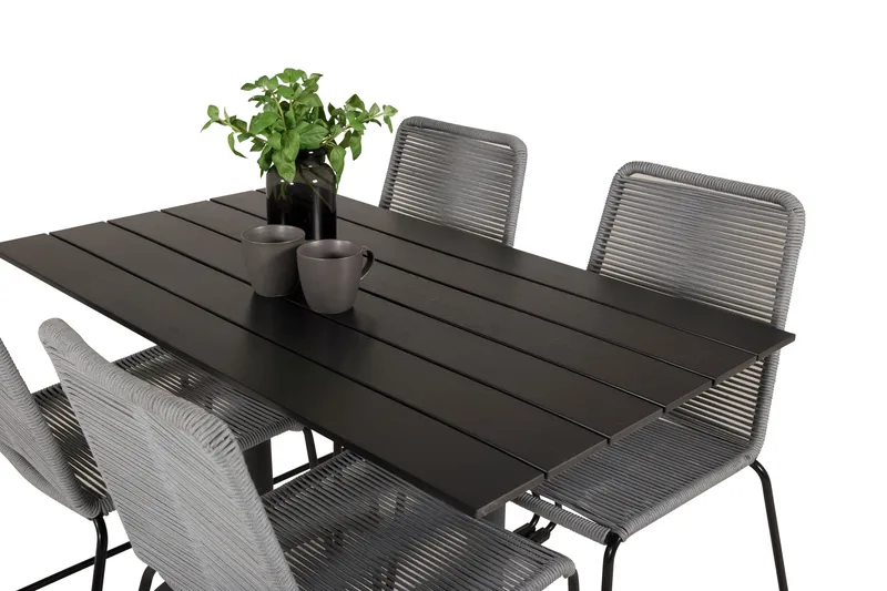 Denver Matgrupp 120 cm + 4 Lindos Matstolar Svart - Svart - Utemöbler & utemiljö - Utegrupp - Matgrupp utomhus