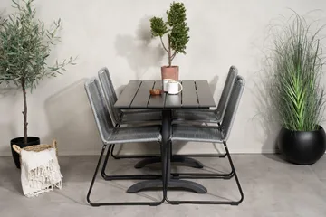 Denver Matgrupp 120 cm + 4 Lindos Matstolar Svart - Svart - Utemöbler & utemiljö - Utegrupp - Matgrupp utomhus