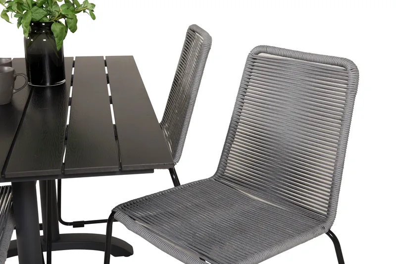 Denver Matgrupp 120 cm + 4 Lindos Matstolar Svart - Svart - Utemöbler & utemiljö - Utegrupp - Matgrupp utomhus