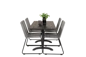 Denver Matgrupp 120 cm + 4 Lindos Matstolar Svart - Svart - Utemöbler & utemiljö - Utegrupp - Matgrupp utomhus