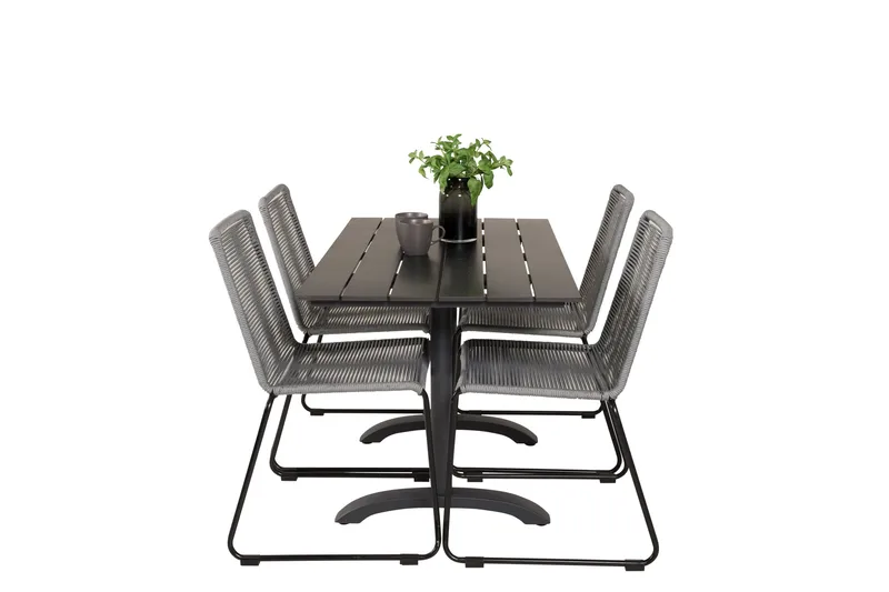 Denver Matgrupp 120 cm + 4 Lindos Matstolar Svart - Svart - Utemöbler & utemiljö - Utegrupp - Matgrupp utomhus