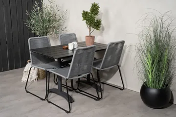 Denver Matgrupp 120 cm + 4 Lindos Matstolar Svart - Svart - Utemöbler & utemiljö - Utegrupp - Matgrupp utomhus