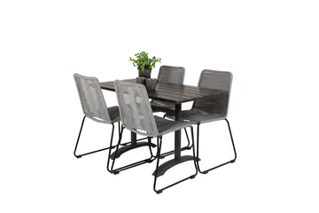 Denver Matgrupp 120 cm + 4 Lindos Matstolar Svart - Svart - Utemöbler & utemiljö - Utegrupp - Matgrupp utomhus