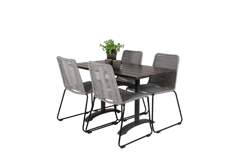 Denver Matgrupp 120 cm + 4 Lindos Matstolar Svart - Svart - Utemöbler & utemiljö - Utegrupp - Matgrupp utomhus