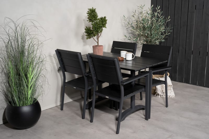 Denver Matgrupp Utomhus 120 cm + 4 Levels Matstolar - Svart/Mörkgrå - Utemöbler & utemiljö - Utegrupp - Matgrupp utomhus