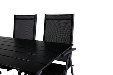 Denver Matgrupp Utomhus 120cm + 4 Break Positionsstolar Svart - Venture Home - Utemöbler & utemiljö - Utegrupp - Matgrupp utomhus