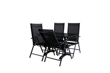 Denver Matgrupp Utomhus 120cm + 4 Break Positionsstolar Svart - Venture Home - Utemöbler & utemiljö - Utegrupp - Matgrupp utomhus