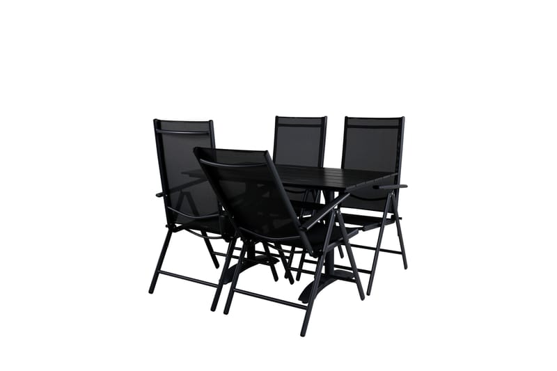 Denver Matgrupp Utomhus 120cm + 4 Break Positionsstolar Svart - Venture Home - Utemöbler & utemiljö - Utegrupp - Matgrupp utomhus