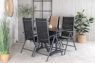 Denver Matgrupp Utomhus 120cm + 4 Break Positionsstolar Svart - Venture Home - Utemöbler & utemiljö - Utegrupp - Matgrupp utomhus
