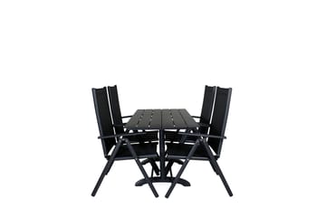 Denver Matgrupp Utomhus 120cm + 4 Break Positionsstolar Svart - Venture Home - Utemöbler & utemiljö - Utegrupp - Matgrupp utomhus