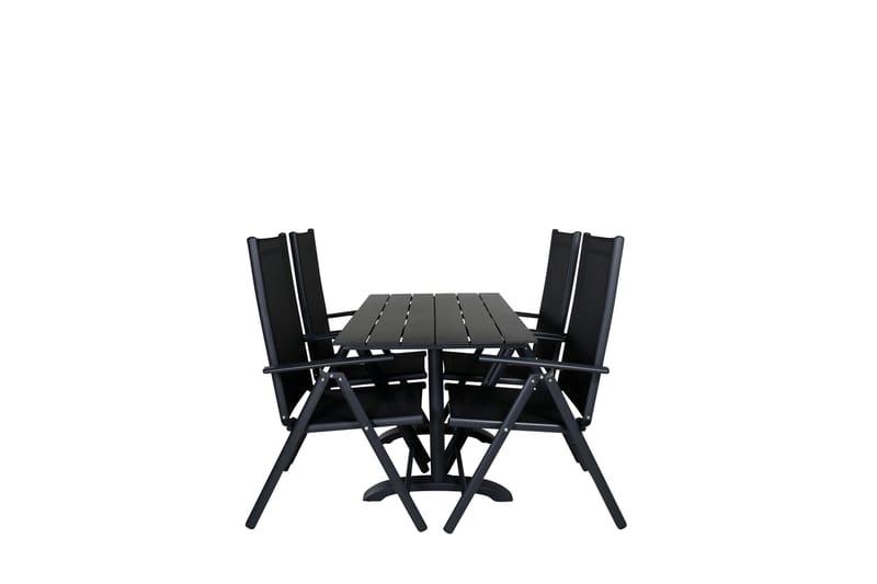 Denver Matgrupp Utomhus 120cm + 4 Break Positionsstolar Svart - Venture Home - Utemöbler & utemiljö - Utegrupp - Matgrupp utomhus