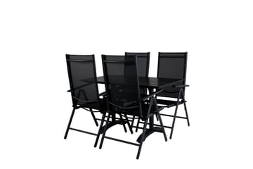 Denver Matgrupp Utomhus 120cm + 4 Break Positionsstolar Svart - Venture Home - Utemöbler & utemiljö - Utegrupp - Matgrupp utomhus