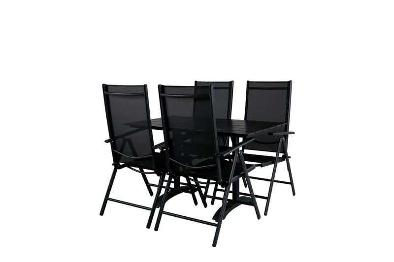 Denver Matgrupp Utomhus 120cm + 4 Break Positionsstolar Svart - Venture Home - Utemöbler & utemiljö - Utegrupp - Matgrupp utomhus