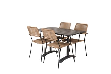 Denver Matgrupp Utomhus 120cm + 4 Lindos Karmstolar Utomhus Svart - Venture Home - Utemöbler & utemiljö - Utegrupp - Matgrupp utomhus